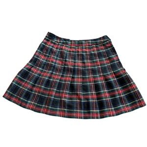 Urban Outfitters Red and Black Plaid Pleated Mini Skirt